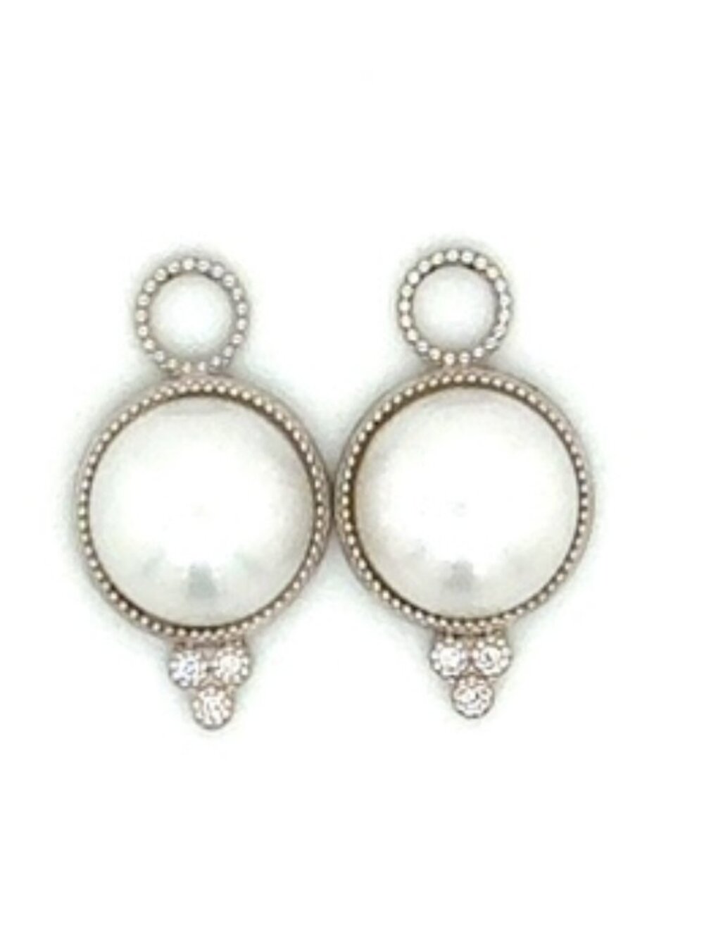 Authentic 18K White Gold Pearl & Diamond Earring Charms / Drops
